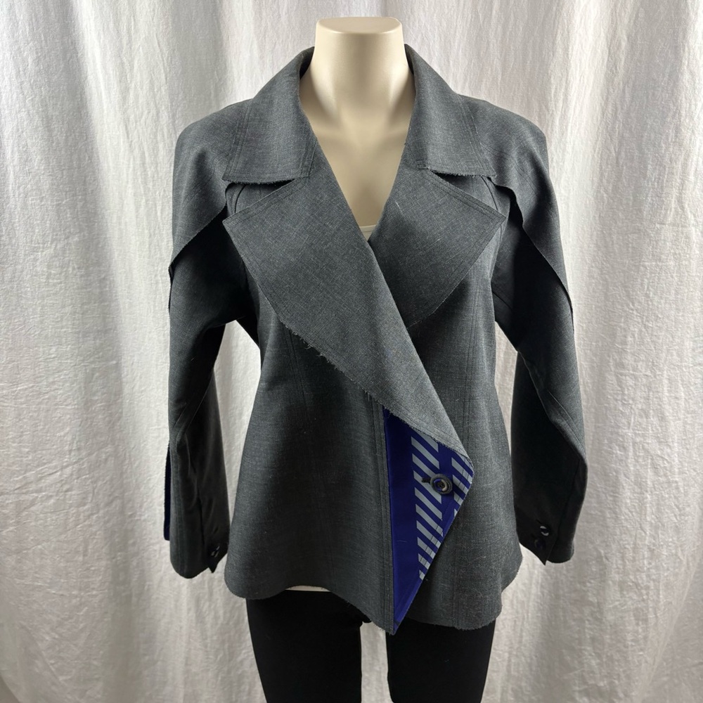 Issey Miyake Reversible Charcoal Blazer with Pattern